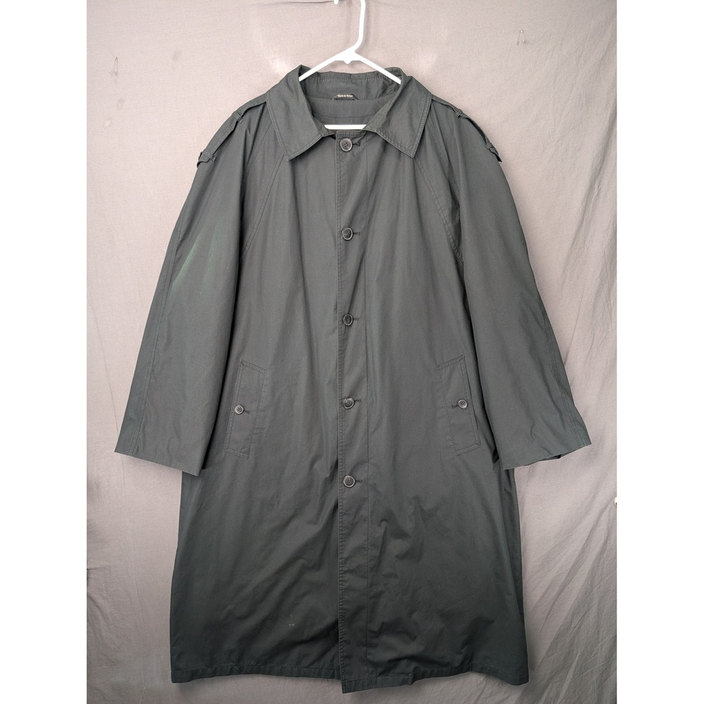 Silver Cloud Mens Dark Green Trench Coat Rain or Shine Removable Liner 44 Long